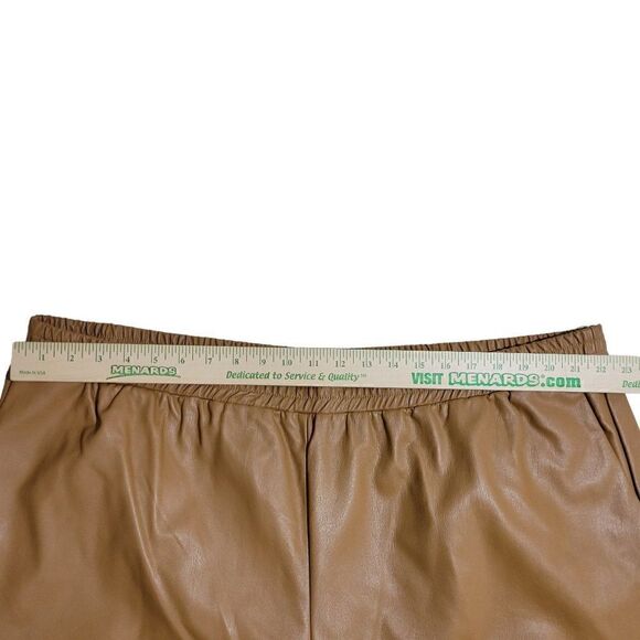 Eloquii Faux Leather Pants Women Sz 24 Cropped High Waisted Camel Tan Flare Leg - Picture 7 of 12
